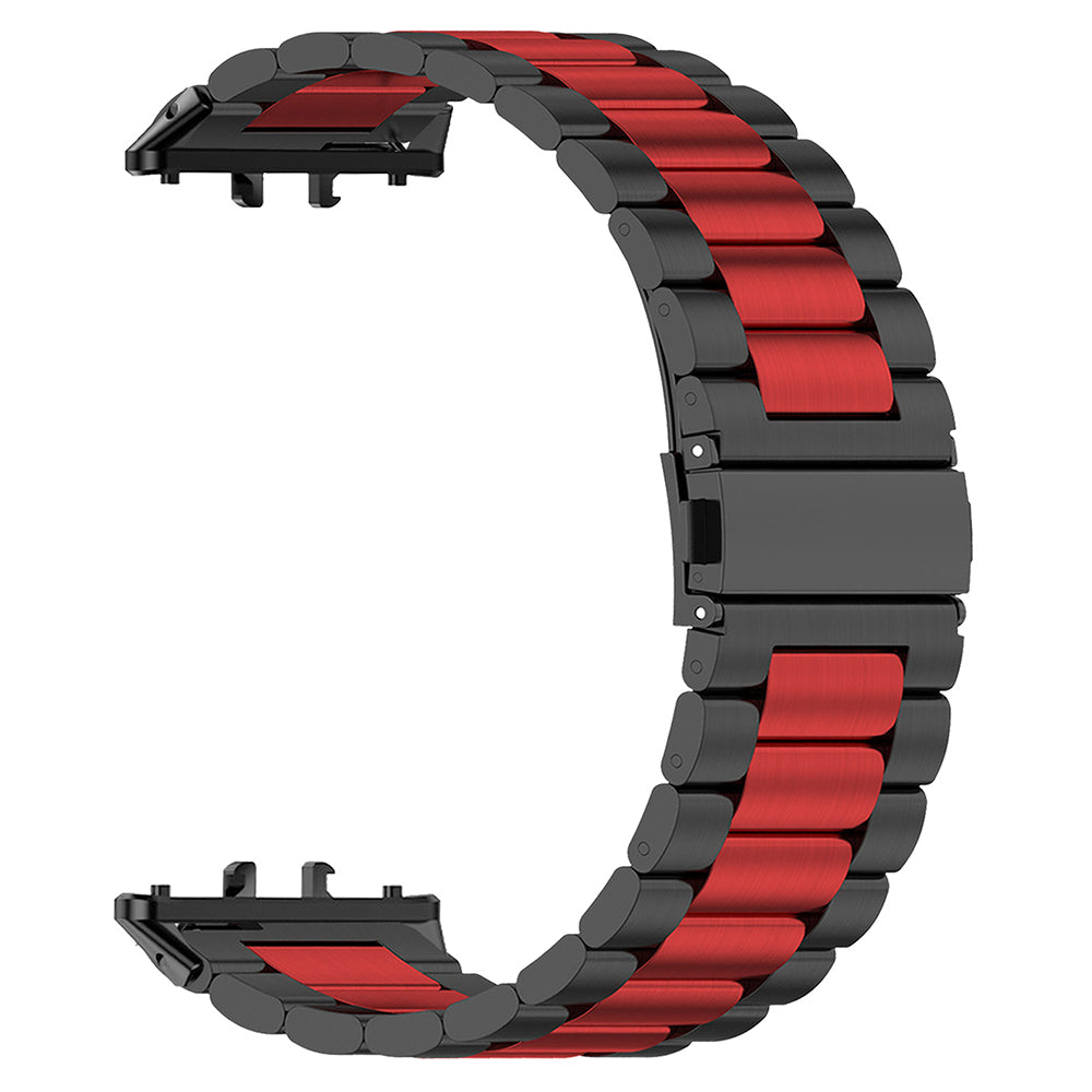 For Samsung Galaxy Fit3 Quick Release Watch Strap Stainless Steel Watchband - Black / Red / Black For Samsung Galaxy Fit3 Quick Release Watch Strap Stainless Steel Watchband - Black / Red / Black